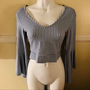 Polly & ester blue and white stripped crop top